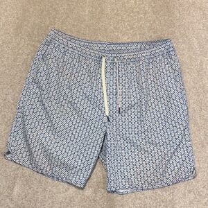 Fair Harbor Swim Trunks Mens XXXL Blue Geometric BreezeKnit Liner Board Shorts
